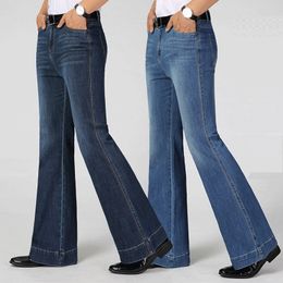 High Quality New Spring Autumn Men's Smart Casual Boot cut Jeans Business Wide Leg Pants Big Flares Trousers 210320