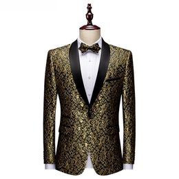 Men Blazers Banquet Party Prom Ball Slim Fit Wedding Tuxedo Suit Jackets Shawl Lapel Stage Costume Nightclub Singer Host Dancer 220310