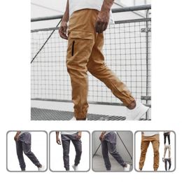 Men's Pants Cargo Zipper All Match Elastic Waist Deep Crotch Spring Trousers Autumn For School