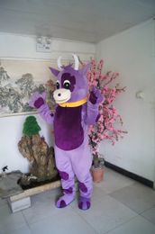 2022 Professional Purple Cow Mascot Costume Halloween Christmas Fancy Party Dress Animal Cartoon Character Suit Carnival Unisex Adults Outfit