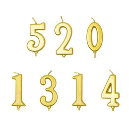 1pcs Birthday Digital Candle Cake Candle Number 0-9 Gold Plated Digital Candle Wedding Birthday Cake Ddecoration Supplies