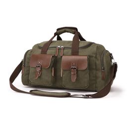 Duffel Bags Duffle Bag For Men Women Canvas Leather Overnight Weekender With Shoe Compartment + Shoulder Strap Pad Travel Tote