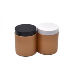 250G Empty Frosted Gold Eye Cream Bottle Cosmetic Packaging Refillable Containers Candy Pot Matte PET Plastic Pots 250ml Plastic Lid Aluminium
