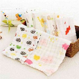 Towel 10 Pc/lot Baby Handkerchief Square Fruit Pattern Muslin Cotton Infant Face Wipe Cloth 210728