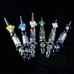 Wholesale Mini Nectar Collector Kit Hookahs 10mm 14mm Nector Collectors Dab Straw Oil Rigs Micro NC Set Glass Water Pipe Titanium Tip NC18