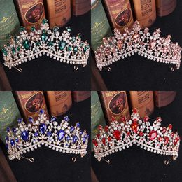 4 Colour Rhinestone Crystal Wedding Crown Bride Tiaras And Crowns Queen Diadem Pageant Gold Crown Bridal Hair Jewellery Accessories X0625