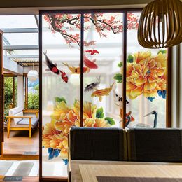 Window Stickers Chinese Style Sandpaper Glass Film Electrostatic Shade Balcony Light Opaque