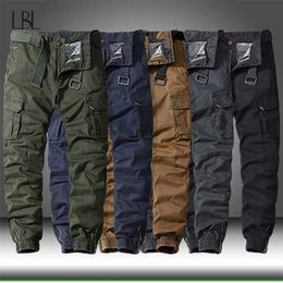 Men Casual Cotton Cargo Pants Elastic Outdoor Hiking Trekking Tactical Sweatpants Male Military Multi-Pocket Combat Trousers 210930