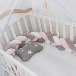 100cm Bed Braid Knot Pillow Cushion Bumper for Infant Kids Crib Protector Cot Room Decor Anti-collision 220209