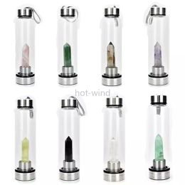 NEW!!! Natural Crystal Glass Water Bottle Portable Leak-proof Water Bottle 13 Colours Jade Glass With Water Bottle At Both Ends EE0209