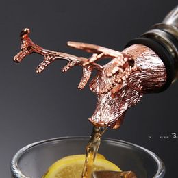 newZinc Alloy Wine Pourer Bar Tools Creative Deer Head Cork Wines Stopper Table Decoration Supplies EWA5212