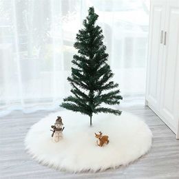 Fur Party Mat Tree Skirt Sheepskin Xmas Round Christmas Shaggy Tree Plush Ornament For Christmas Tree Skirt Home Party Decor 211104