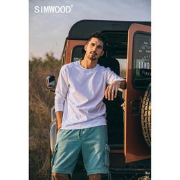 SIMWOOD 2021 Spring new long sleeve t shirt men solid color 100% cotton o-neck tops plus size high quality t-shirt SJ150278 Y0809