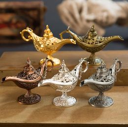 Creative Fairy Tale Aladdin Magic Lamp Vintage Censer Metal Aroma Burner Multi Colour Incense Burners SN2547