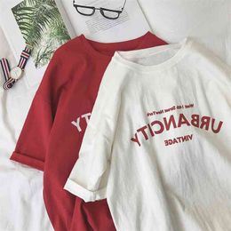 Summer Letter T-Shirt Women Fashion Casual Short Sleeve Bottoming Loose O-Neck Streetwear Korean Pullover Female Top Tshirt 210623