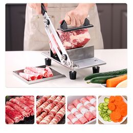 Manual Frozen Meat Slicer Stainless Steel Meat Cutter Beef Mutton Roll Cutting Machine Kitchen Supplies