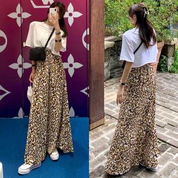 Skirts Summer Vintage High Waist Wrap Hip Leopard Mermaid Skirt Women Slim Ankle Length A Line Korean Fashion Clothing Faldas 210429