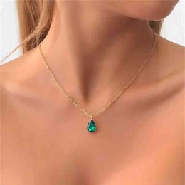 Fashion Boho Simple Gold Multicolor Crystal Drop Pendant Choker Necklace For Women Vintage Collar Bead Chain Jewelry Party Gift G1206