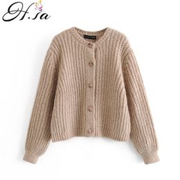 Female Sweater and Cardigans Button Up Khaki Knit Coat Long Sleeve Oversized Knitted Jacket Korean Tops 210430