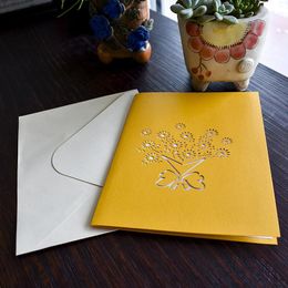 Flower Handmade Up Thank You Card Thanksgiving Cards Mother's Day Greeting Gift With Envelope For Mom LOTE8