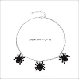 Pendant Necklaces & Pendants Jewelry Yamog Gothic Black Spider Necklace Women Halloween Gift Punk Alloy Clavicle Chain European Retro Festiv