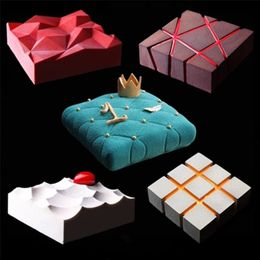 1pc DIY Irregularity Geometry Large Silicone Cake Mould 3D Pan Silicon Moulds Square For Baking Moulds decorating tools 210903