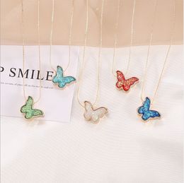 Simple multicolor Acrylic Butterfly Necklace Set, 5pc Adjustable Chain, Cute Butterflies Necklaces for Women Girls