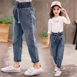 Arrival Jeans Pants for Girls Casual Children Solid Denim Trousers Spring Autumn Kids Flare 4t 8 12 13 Years 210622