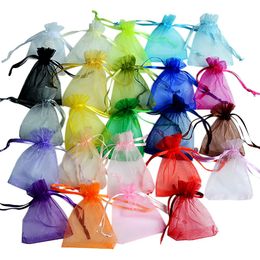 Colourful 7x9cm Small Organza Gift Bag Drawstring Jewellery Bags Multi-color Candy Cookies Packaging Pouch For Wedding Party Christmas