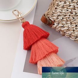 Bohemian Multicolor Handmade Layered Tassel Keychain Simple Key Ring Fit Women Girls Handbag Accessorie Jewellery Gift Factory price expert design Quality Latest