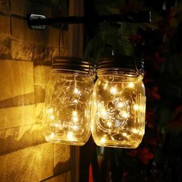 2M 20 LED String Light Solar Powered For Mason Jar Lid Insert Colour Changing Garden Waterproof Christmas Decorations Garland Y0720