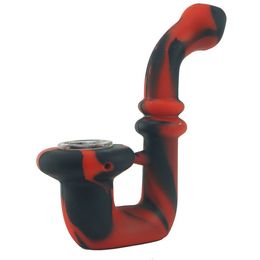 U-Shaped Silicone glass Pipe Dry Herb Unbreakable and Portable Water Percolator Bong twisty glass blunt smoking pipes hookahs