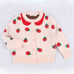 赤ちゃん男の子の女の子のイチゴ印刷カーディガンコート子供服の長袖ニットキッズ210521