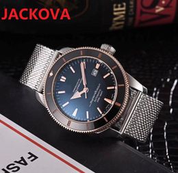 Top Quality Men Fashion Watch 46mm Classic Famous Big Design Stainless Steel Mesh Mens Watches Mechanical Automatic Movement Sweep Move Wristwatches Clock