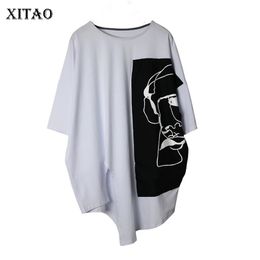 XITAO Irregular Women T Shirt Fashion Pullover Pleated Geometrical Pattern Small Fresh Casual Style Loose Tee Top XJ4823 210324