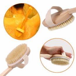 Wooden Cleansing Brushes Natural Bristle Body Brush Massager Bath Shower Brush Long Handle Back Spa Scrubber 7*42cm
