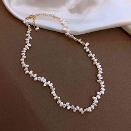 Irregular Baroque Natural Pearl Short Necklace For Woman Korean Fashion Choerk Jewellery Party Girl's Sexy Clavicle Chain