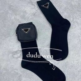 party gift Women Cotton Socks with Flexible Bag Black White letter Triangle Letters Sock Fashion Hosier collection item