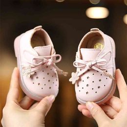 Toddler Girl Shoes Fashionable Cut-out Baby Girl PU Leather Shoes Cute Star Baby Dress Shoes Newborn for Girls Footwear D07093 210326