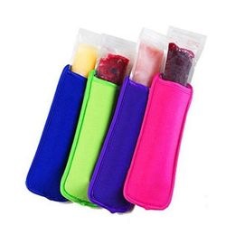 Multi Colours Antifreezing Popsicles Bags Tools Freezer Icy Pole Popsicle Holders Reusable Neoprene Insulator Ice Pop Sleeves Bag for Kids Summer