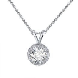 RINNTIN SN215 Simple Korean Women Necklace Jewelry Real 925 Sier Zircon Solitaire Necklace