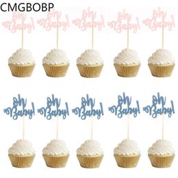 10pcs Glitter Paper Cupcake Toppers One Cake Topper 1st Birthday Cake Decorating oh Baby Girl Boy Baby Shower Party Supplies 211216