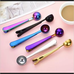 Spoons Flatware Kitchen, Dining Bar Home & Gardenstainless Steel Coffee Measuring With Bag Seal Clip Multifunction Jelly Ice Fruit Scoop Spoo