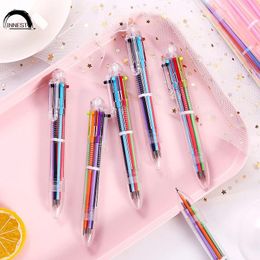Ballpoint Pens Cute Creative Multi-color Pen Retractable Personalised Student Stationery 6-colors Hand Account Oil