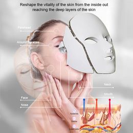 Led Facial Mask Light Therapy 7 Colour Skin Rejuvenation Photon Mask Skin Care Anti Ageing Skin Tightening Wrinkles for Face&ampNeck