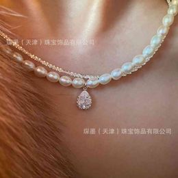 Self Made Yingyingzhongzhujian Us S925 Silver Strong Light Colorful Full Rice Pearl Freshwater Simple Necklace