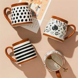 500ml Vintage Ceramic Coffee Mug Heat-resistant Handgrip Cup For Juice Water Milk Office Kitchen Restaurant Drinkware 220311