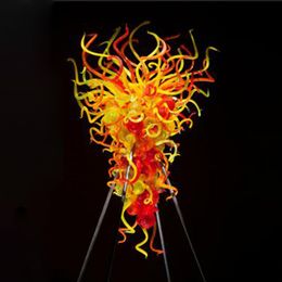 Red Yellow Colour Hanging Lamps Hand Blown Glass Living Room Chandeliers Suspensions House Decoration Spiral Staircase Chandelier 24 by 40 Inches