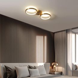 Modern Copper Gold Led Ceiling Light For Bedroom Balcony Aisle Lights Wall Control 3 Color Lamp Indoor Lighting Fixtures