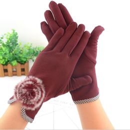 Fingerless Gloves 1Pair Winter Women Elegant Warm Fur Woollen Female Full Finger Mittens